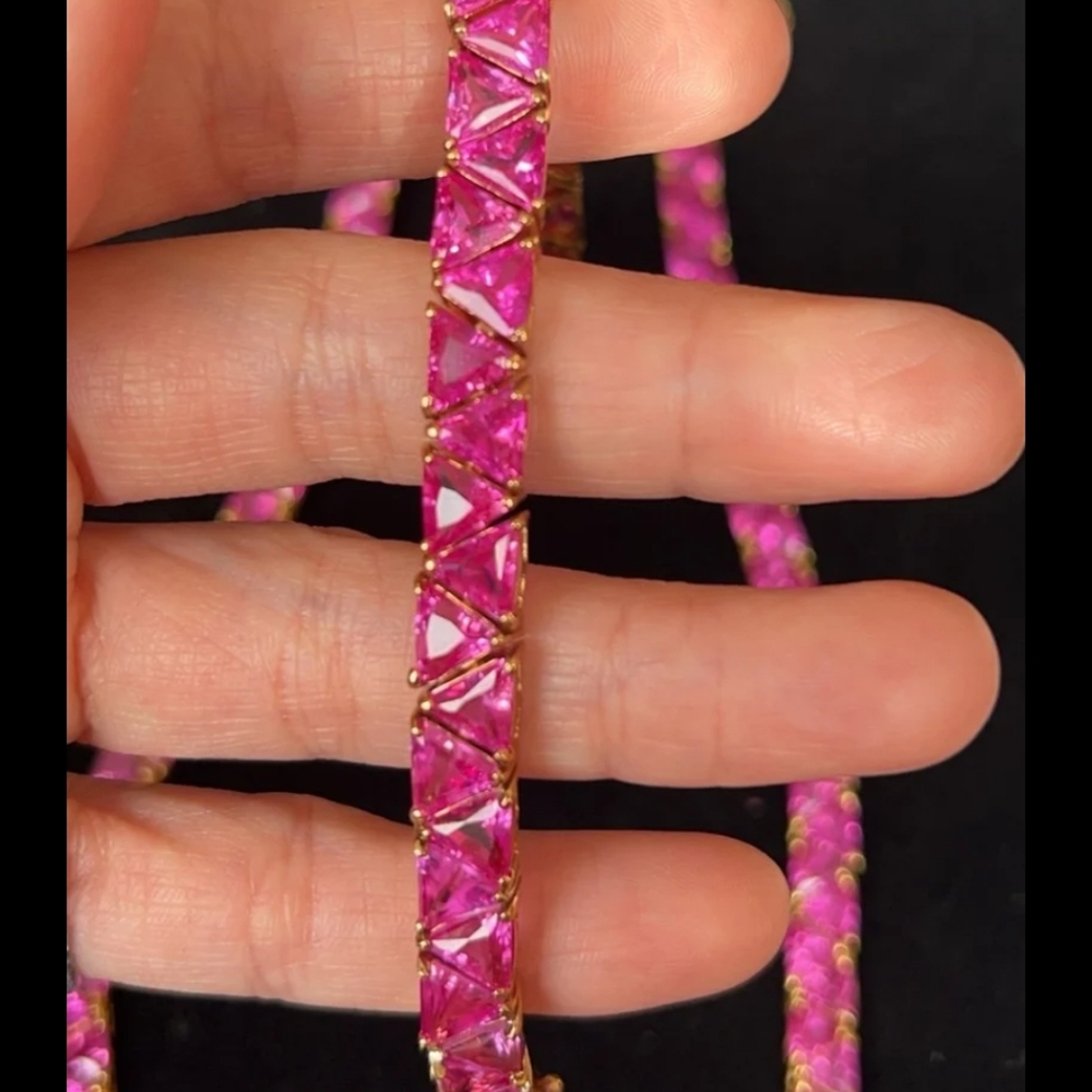 Suzanne Somers Gold Vermeil 925 Sterling And Fuchsia Pink Bracelet